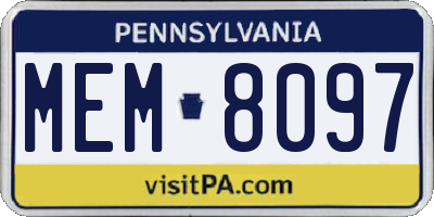PA license plate MEM8097