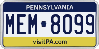 PA license plate MEM8099