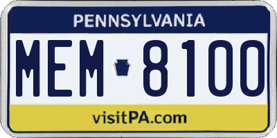 PA license plate MEM8100