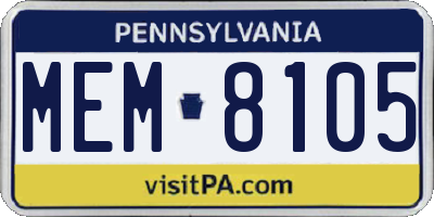 PA license plate MEM8105