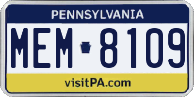 PA license plate MEM8109