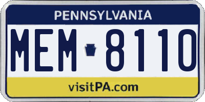 PA license plate MEM8110