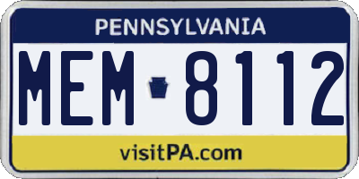 PA license plate MEM8112