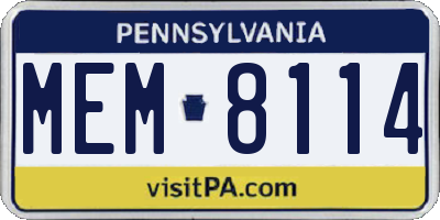 PA license plate MEM8114