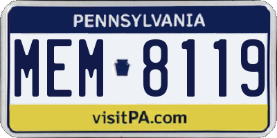 PA license plate MEM8119