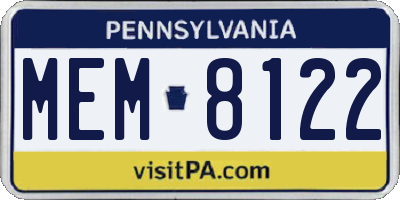 PA license plate MEM8122