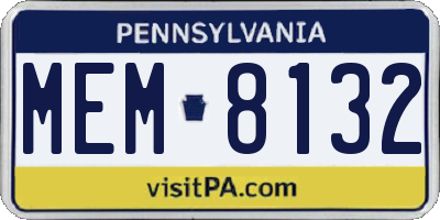 PA license plate MEM8132