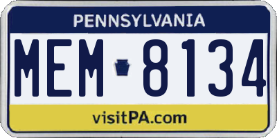 PA license plate MEM8134