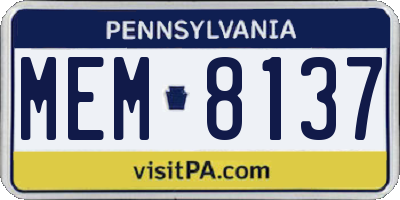 PA license plate MEM8137