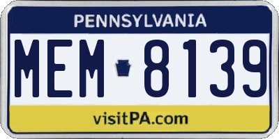 PA license plate MEM8139