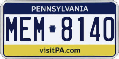 PA license plate MEM8140