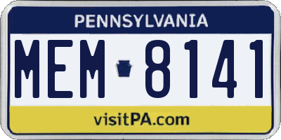 PA license plate MEM8141