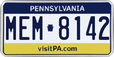 PA license plate MEM8142