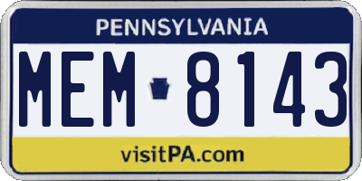 PA license plate MEM8143