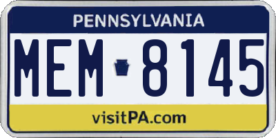 PA license plate MEM8145
