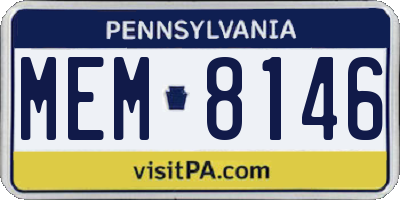PA license plate MEM8146