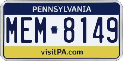 PA license plate MEM8149