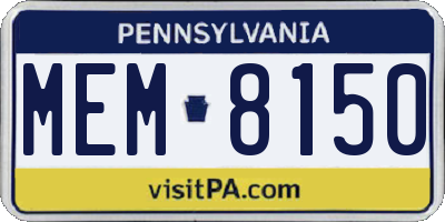 PA license plate MEM8150