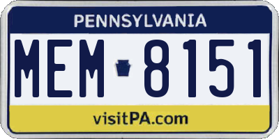 PA license plate MEM8151