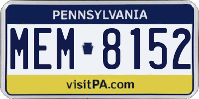 PA license plate MEM8152