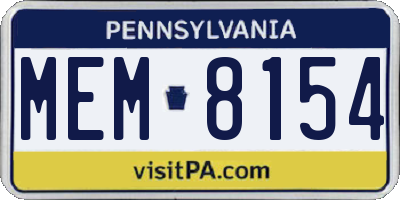PA license plate MEM8154