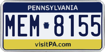 PA license plate MEM8155