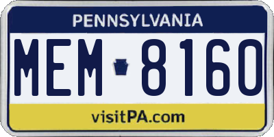 PA license plate MEM8160