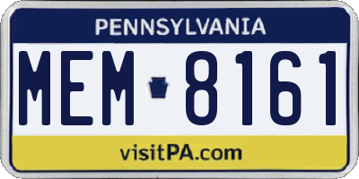 PA license plate MEM8161