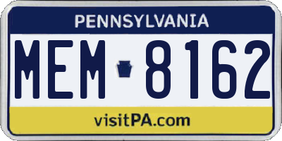PA license plate MEM8162