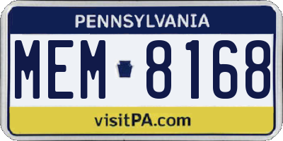 PA license plate MEM8168