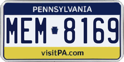 PA license plate MEM8169