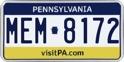 PA license plate MEM8172