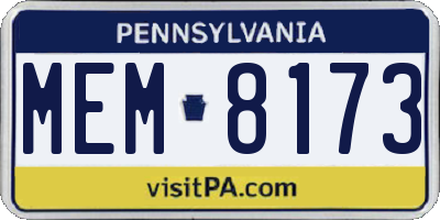 PA license plate MEM8173