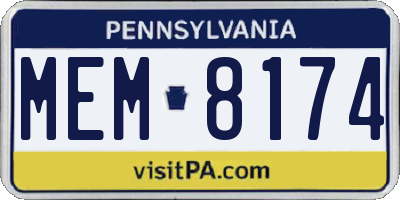 PA license plate MEM8174