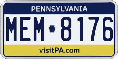 PA license plate MEM8176