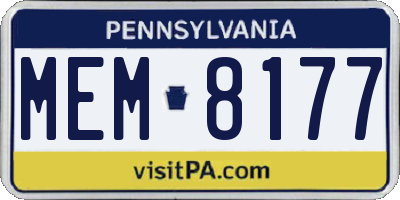PA license plate MEM8177