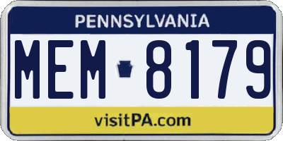 PA license plate MEM8179