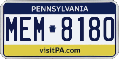 PA license plate MEM8180