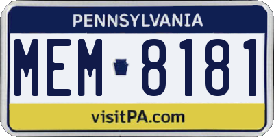 PA license plate MEM8181