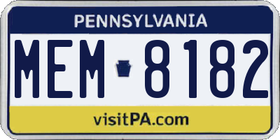 PA license plate MEM8182