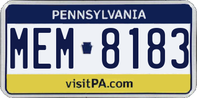 PA license plate MEM8183
