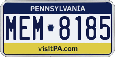 PA license plate MEM8185