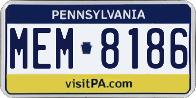 PA license plate MEM8186