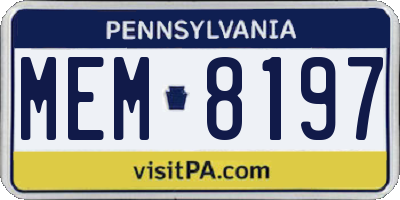 PA license plate MEM8197