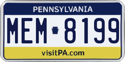 PA license plate MEM8199