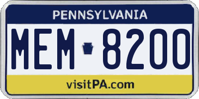 PA license plate MEM8200