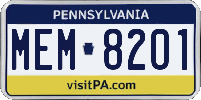 PA license plate MEM8201