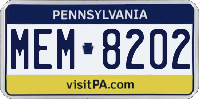 PA license plate MEM8202