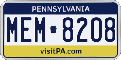 PA license plate MEM8208