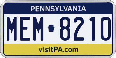 PA license plate MEM8210